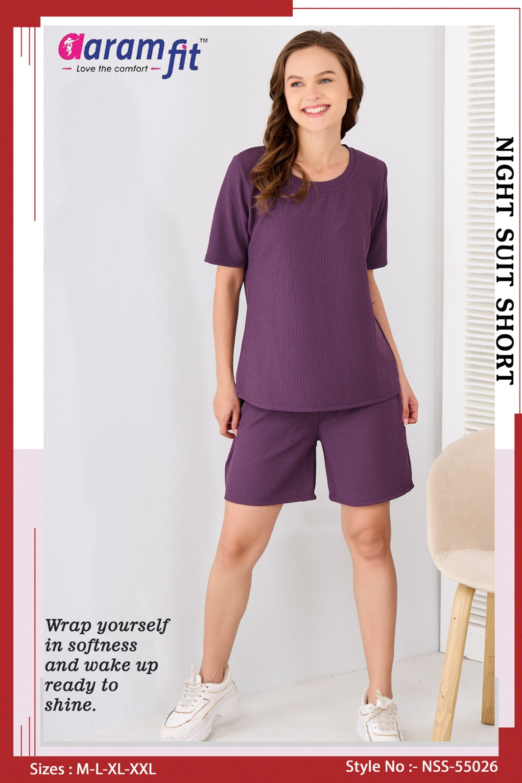 AaramFit Designer Night Suit Short-NSS 55026