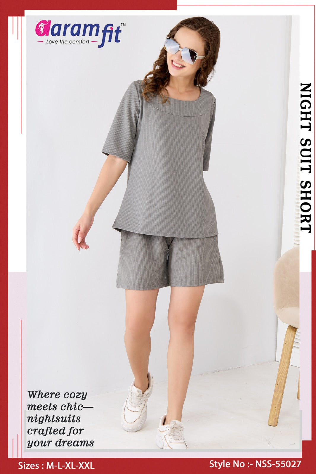 AaramFit Designer Night Suit Short-NSS 55027