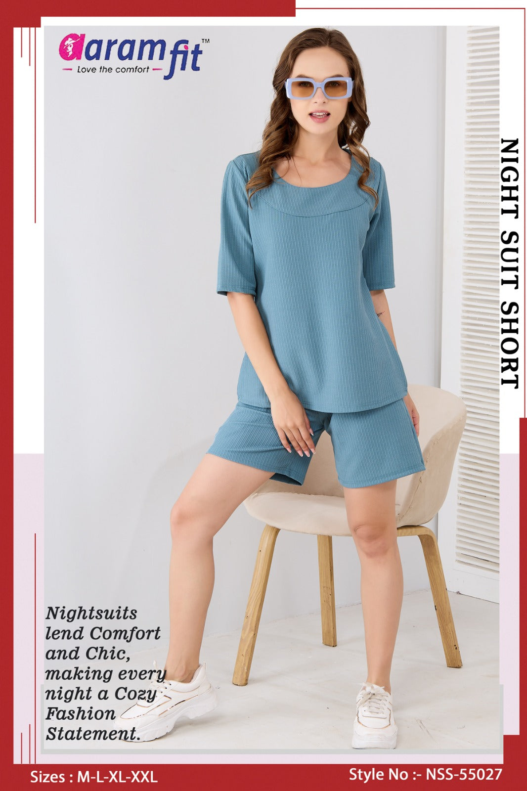 AaramFit Designer Night Suit Short-NSS 55027