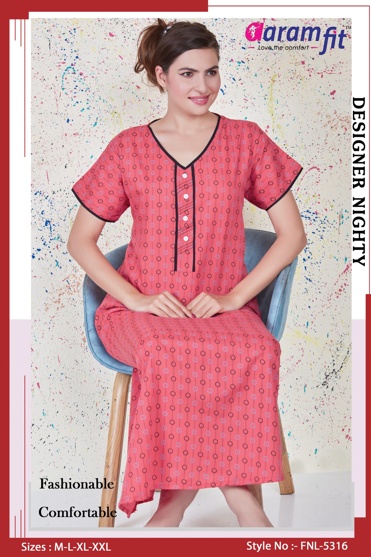 AaramFeed Fancy Nighty Long-5316