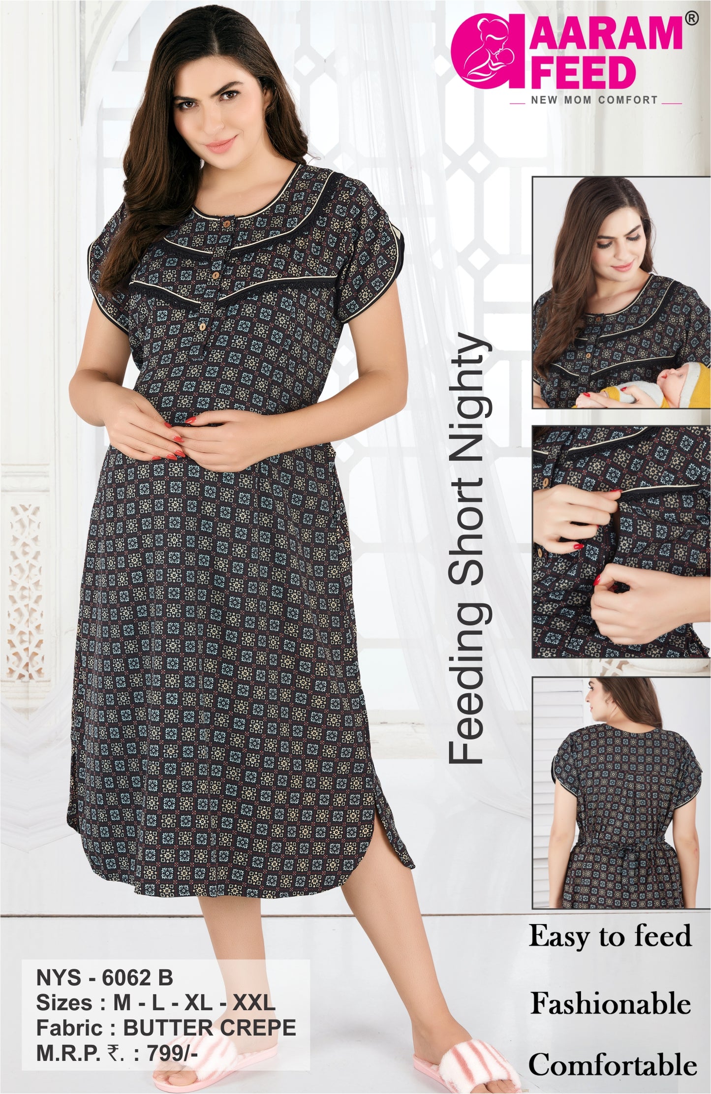 AaramFeed Short Nighty - NYS - 6062