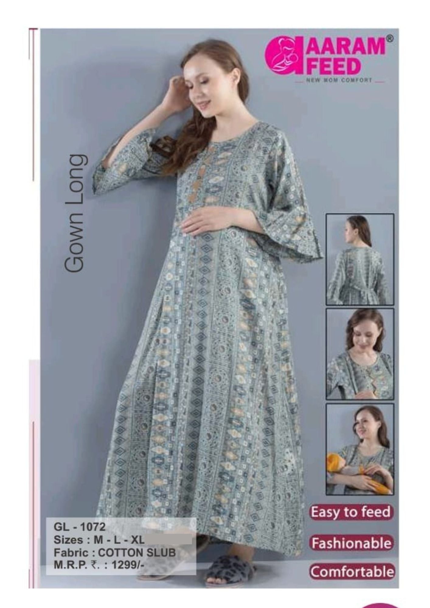 AaramFeed Feeding Gown Long GL-1072