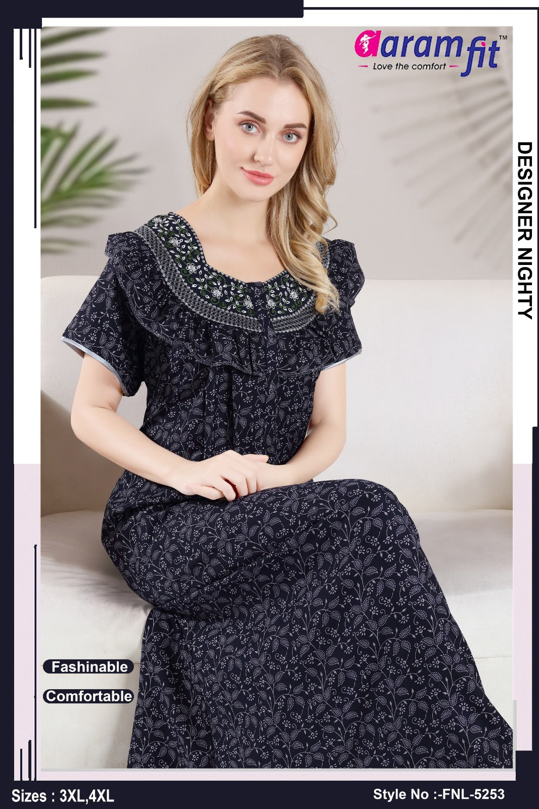 AARAMFIT DESIGNER NIGHTY FNL-5253 / 3XL-4XL