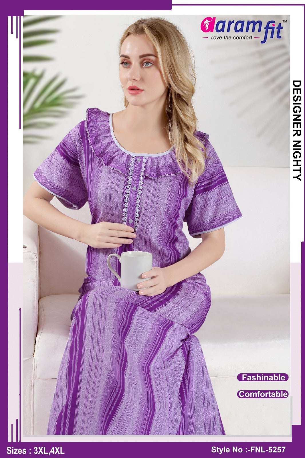 AARAMFIT DESIGNER NIGHTY FNL-5257 / 3XL-4XL