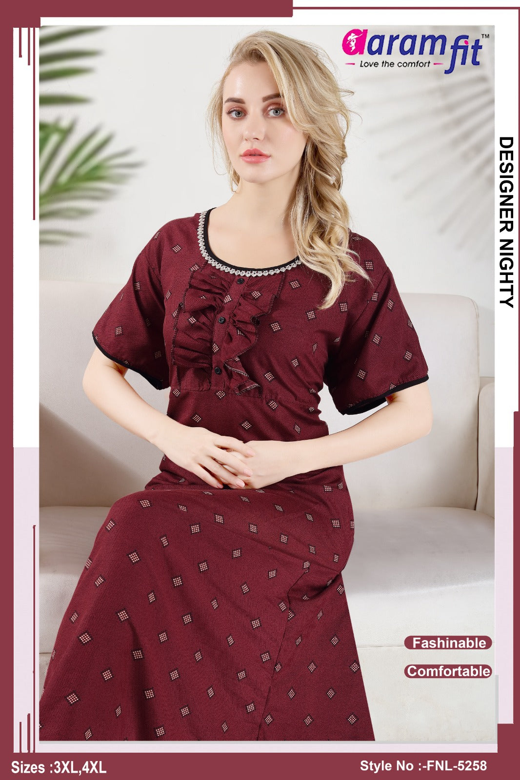 AARAMFIT DESIGNER NIGHTY FNL-5258 / 3XL-4XL