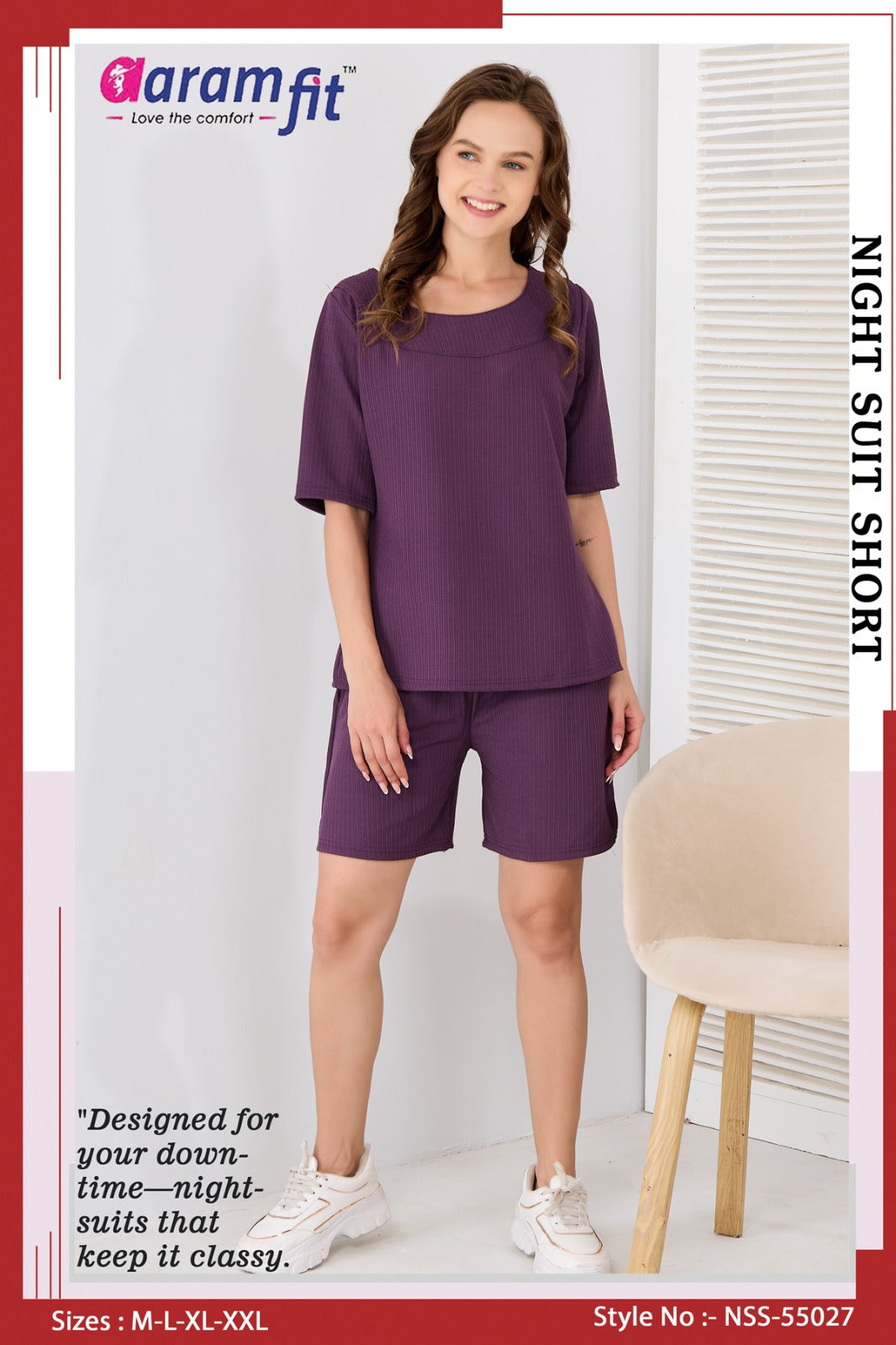 AaramFit Designer Night Suit Short-NSS 55027