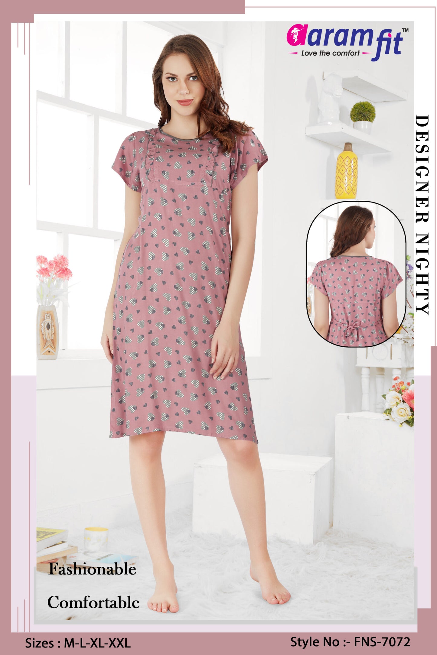 AaramFit Designer Nighty Short FNS-7072