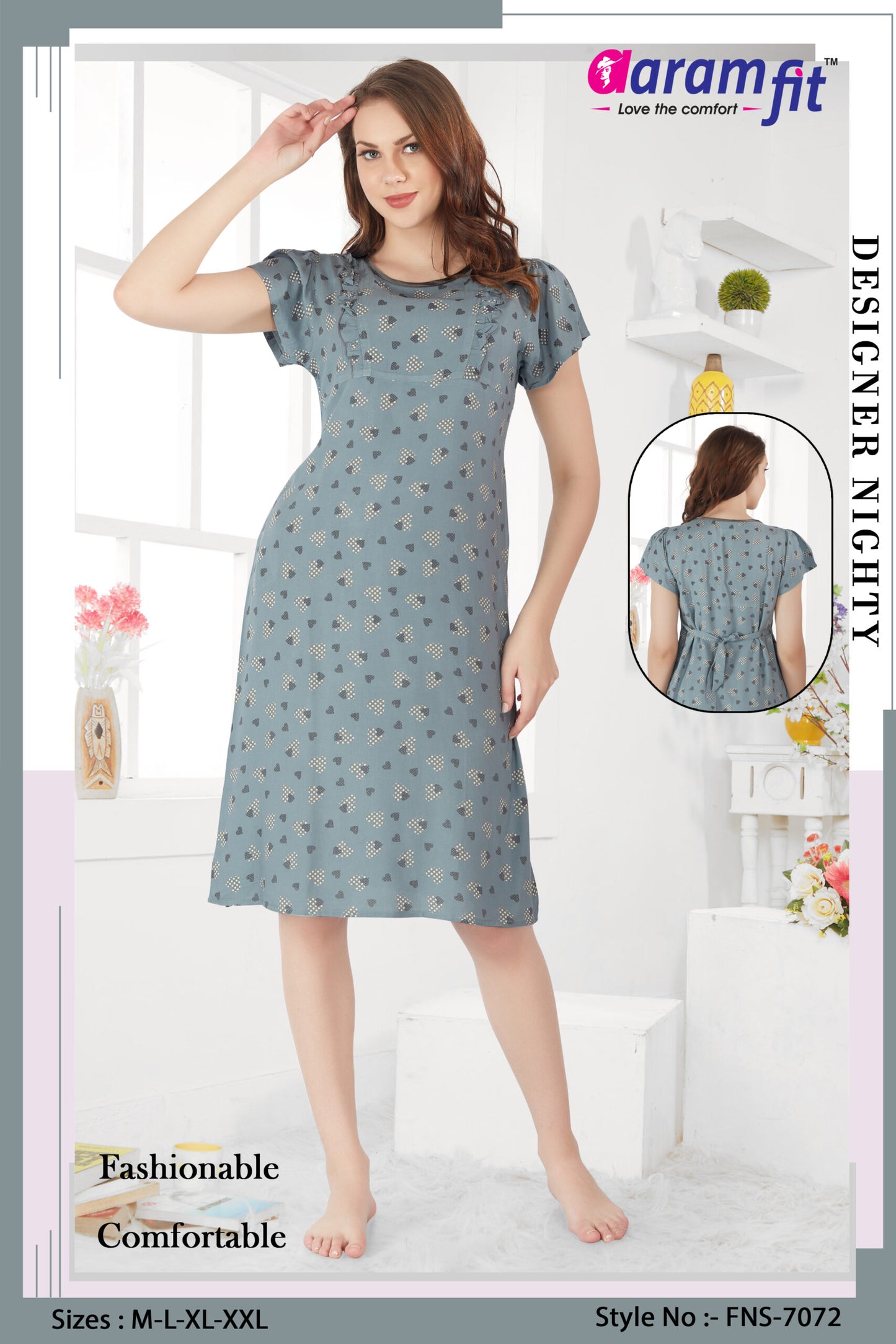 AaramFit Designer Nighty Short FNS-7072