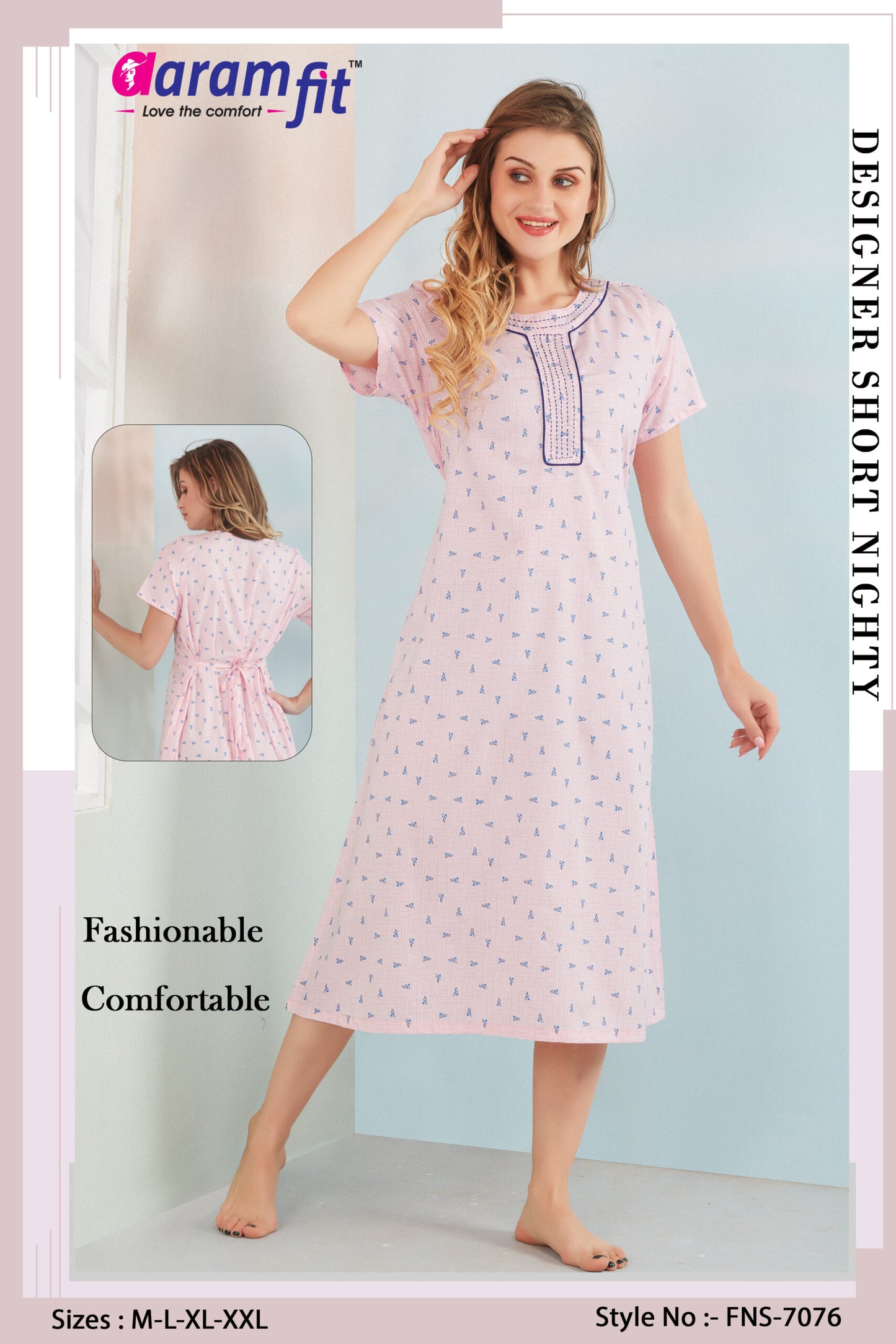 AaramFit Designer Nighty Short FNS-7076