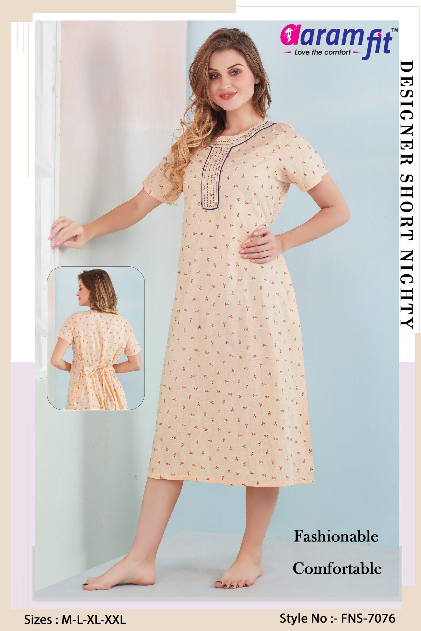 AaramFit Designer Nighty Short FNS-7076
