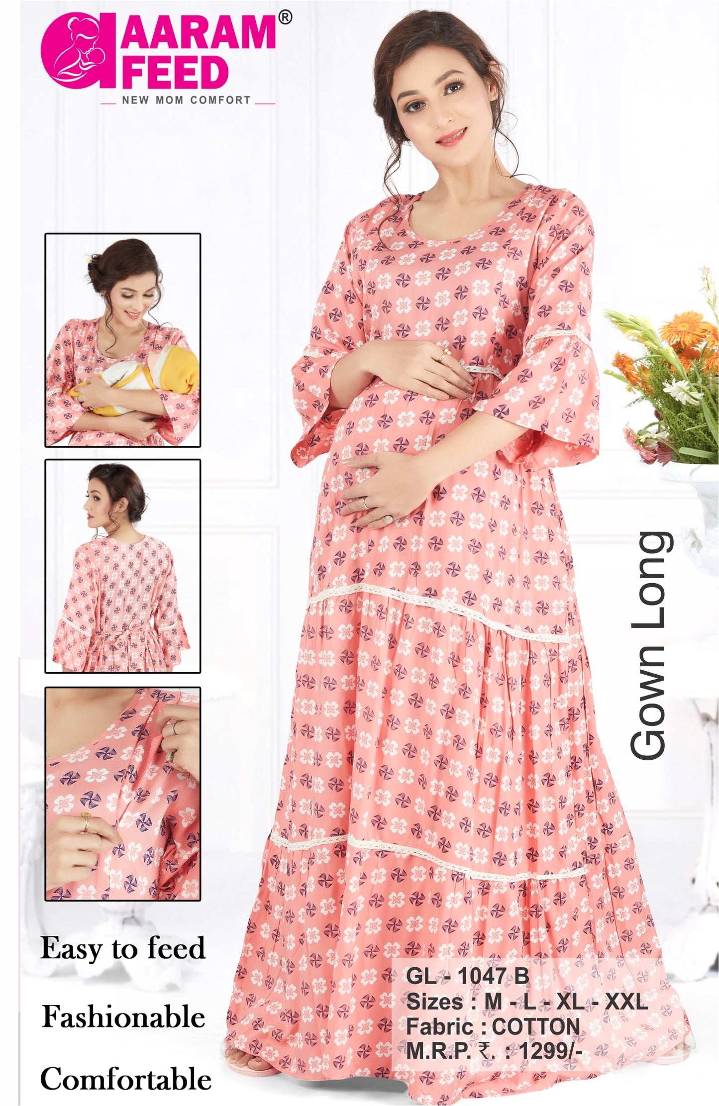 AaramFeed Feeding Gown Long GL-1047