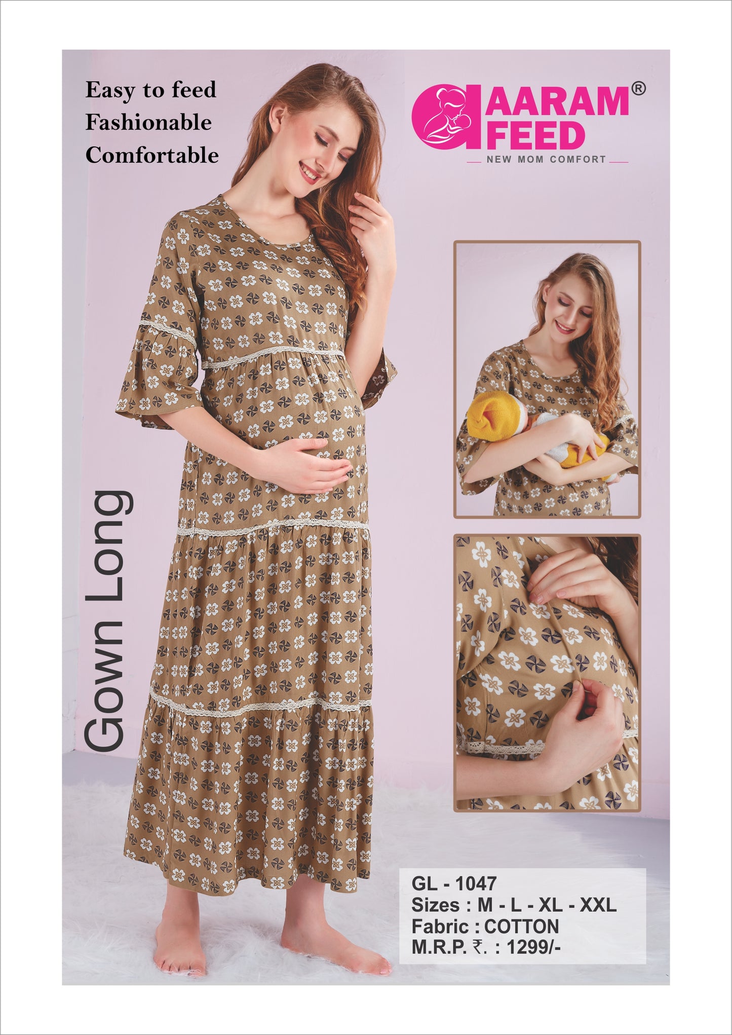 AaramFeed Feeding Gown Long GL-1047