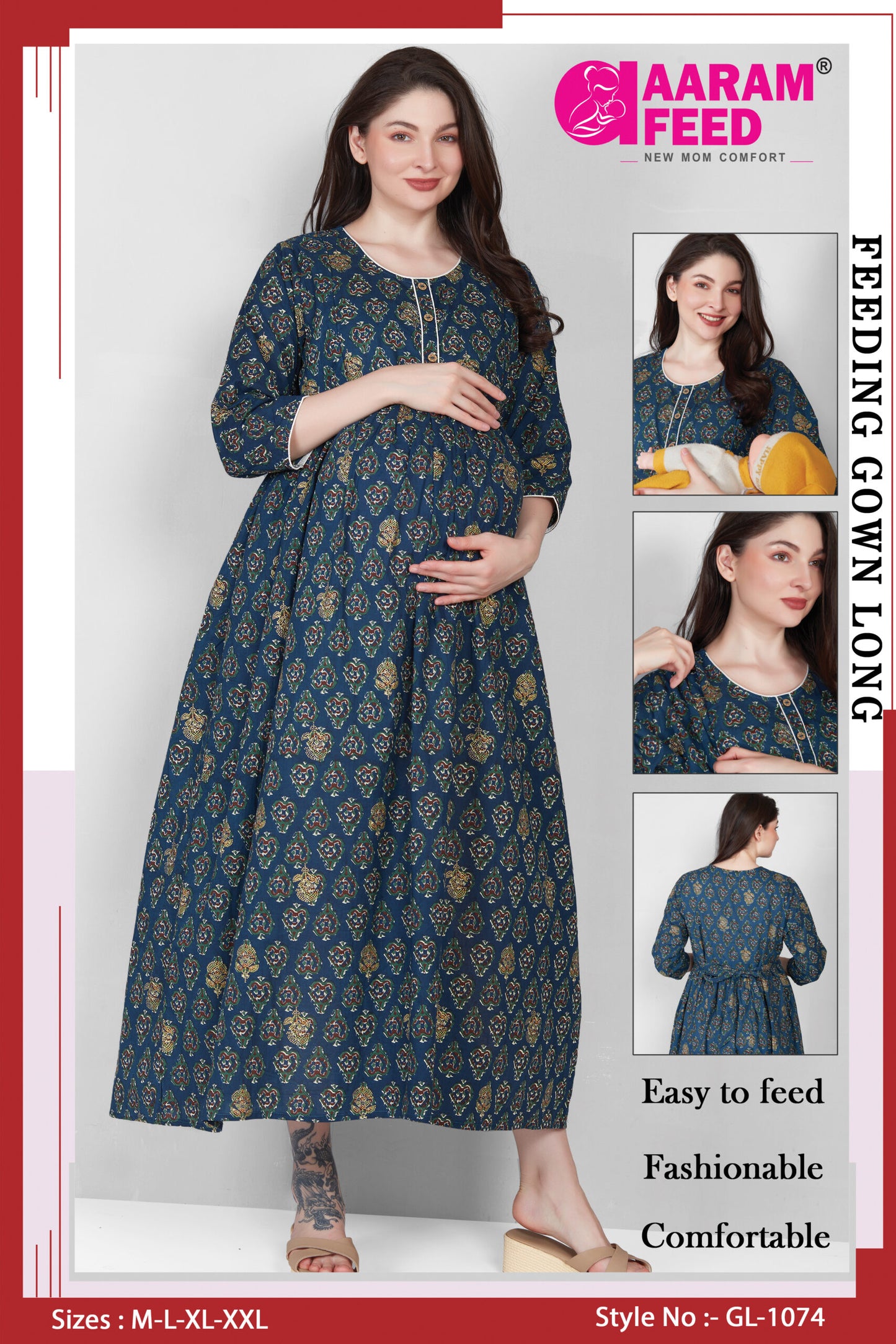 AaramFeed Feeding Gown Long GL-1074