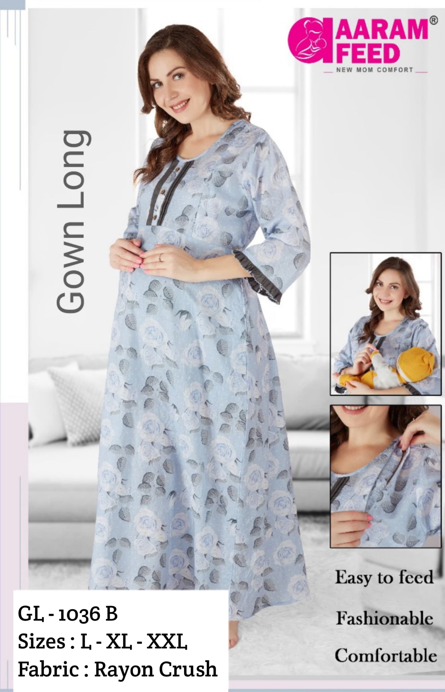 AaramFeed Feeding Gown Long GL-1036